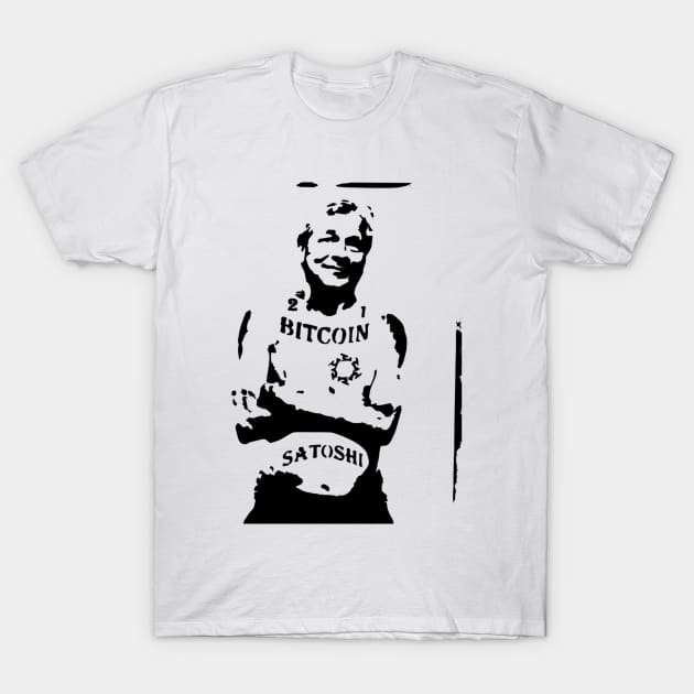 Jamie Dimon Bitcoin Stencil T-Shirt by Tulcoolchanel